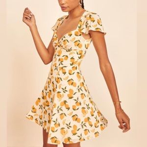 New Reformation Kenni Mini Dress Lemonade 10